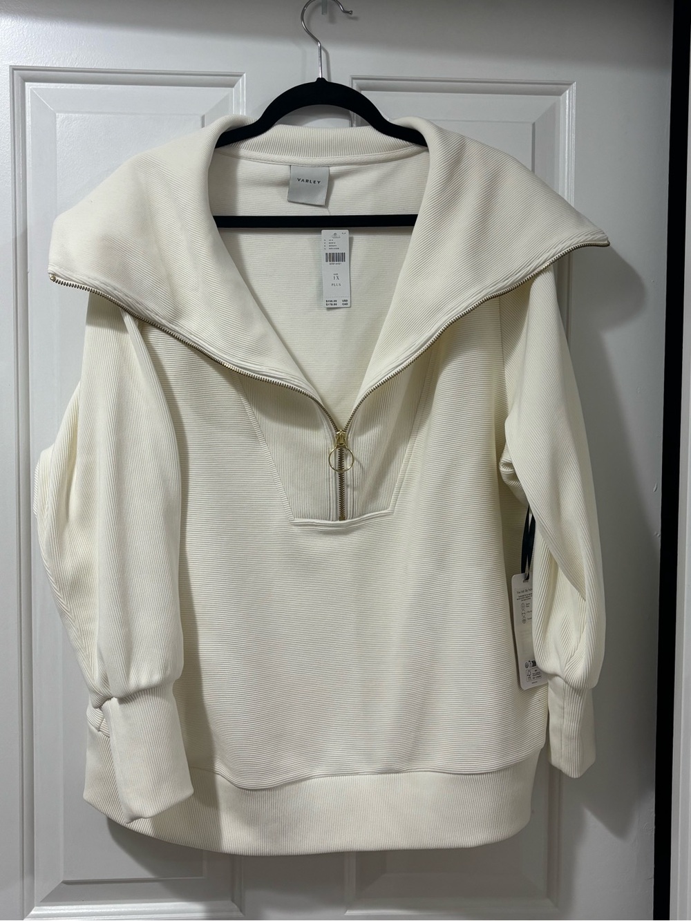 NWT Varley vine white half zip